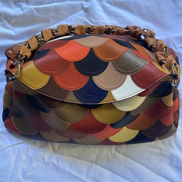 EUC Chloe Leather Scalloped Patchwork Juana Bag. Rare, HTF with unique strap - Picture 5 of 16